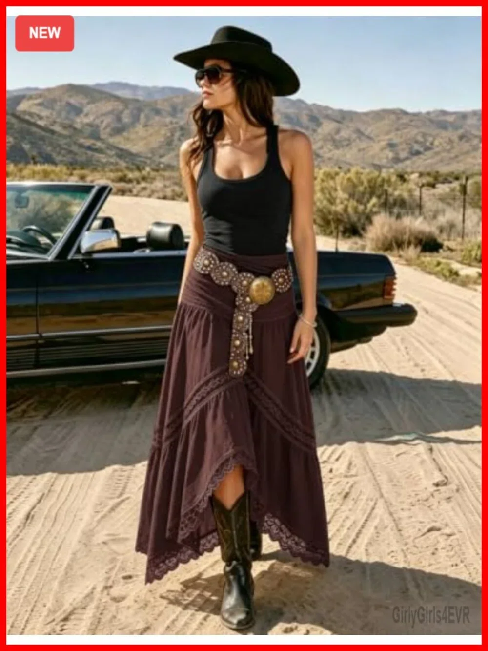 Women's Maxi Skirt Boho Elastic High Waist Flowy A Line Long Skirt